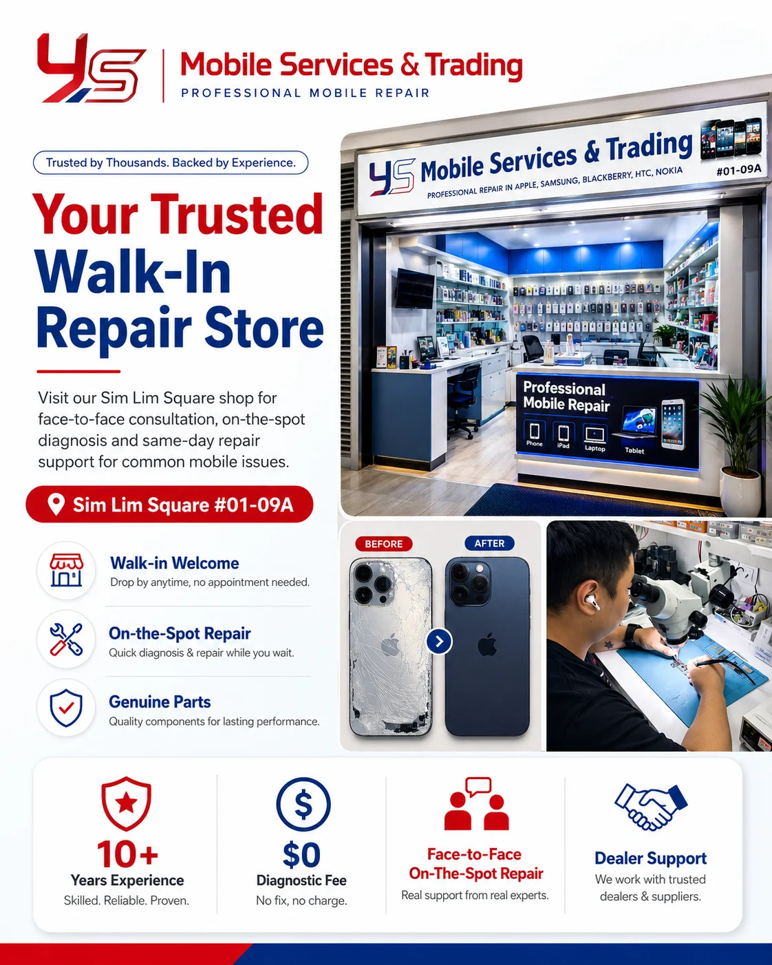 Large polished YS Mobile storefront presentation